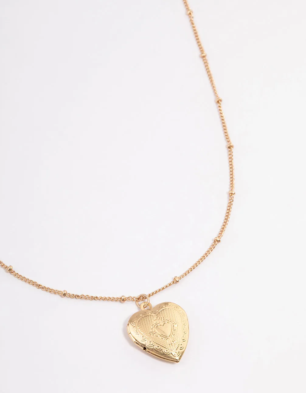 Gold Heart Locket Necklace