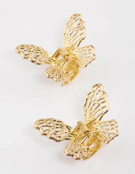 Gold Mini Butterfly Hair Claw Clip Pack