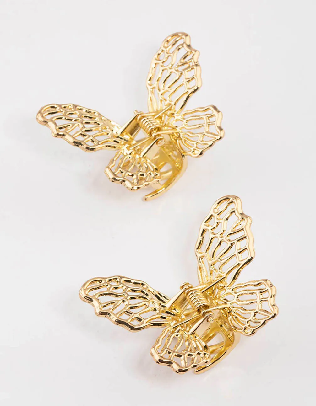 Gold Mini Butterfly Hair Claw Clip Pack