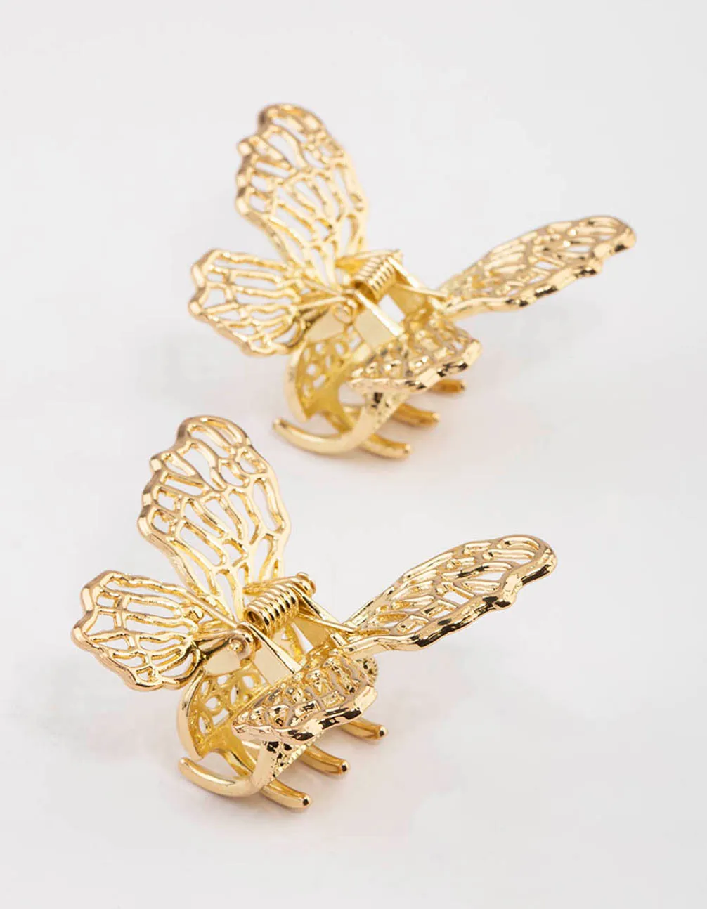 Gold Mini Butterfly Hair Claw Clip Pack