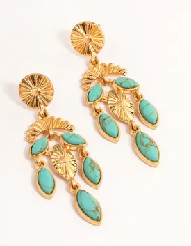 Gold Semi-Precious Chandelier Earrings