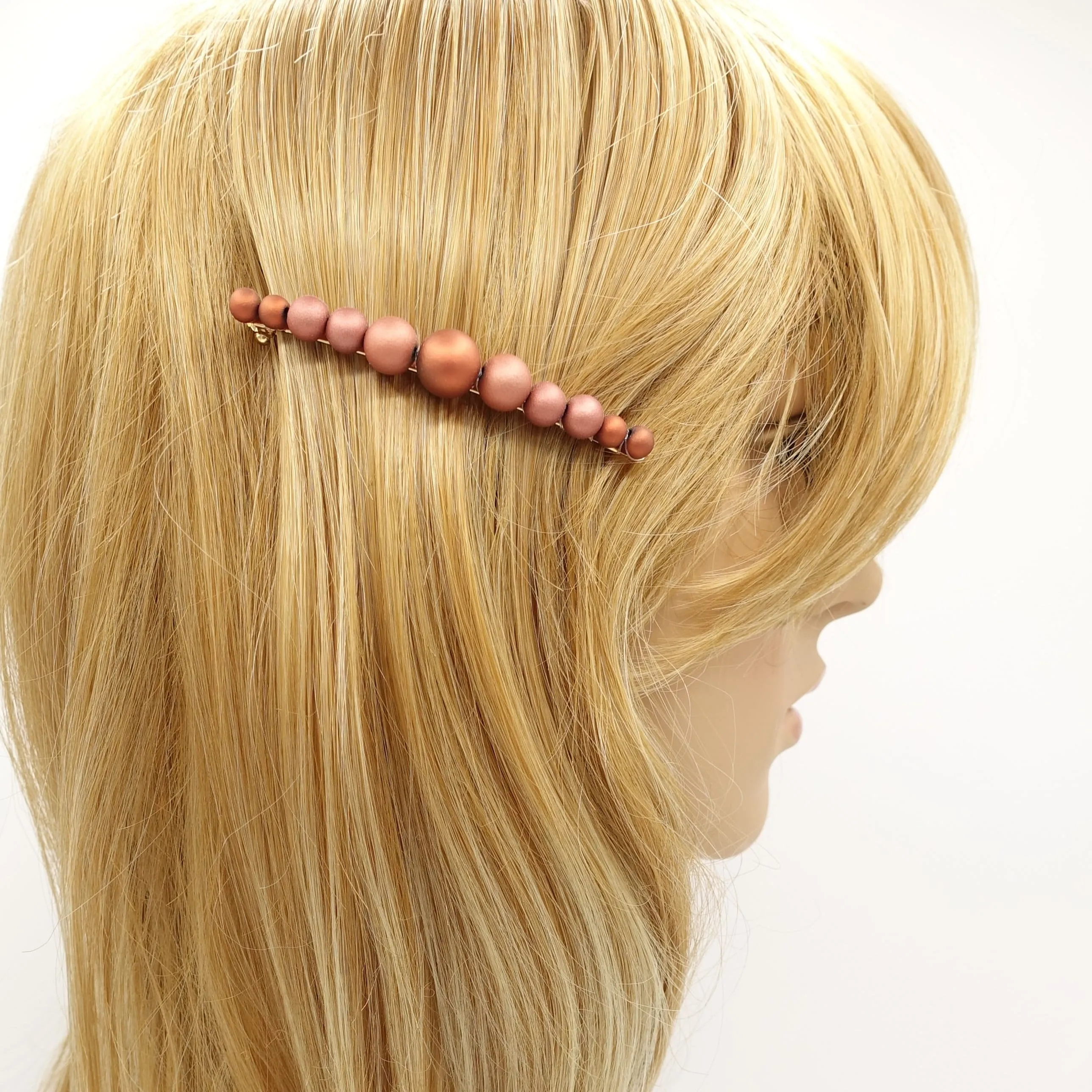 graduated ball hair barrette matte color ball embellished hair accessory for women