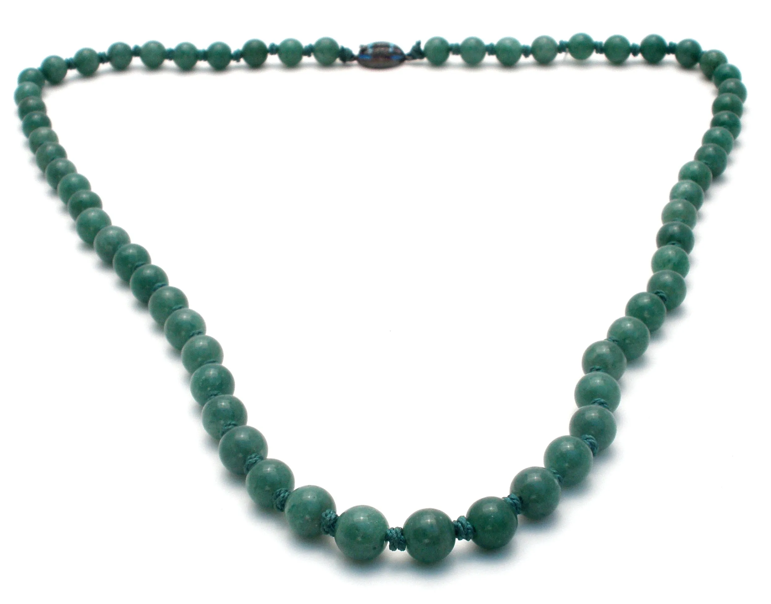 Hand Knotted Green Aventurine Bead Necklace 26"