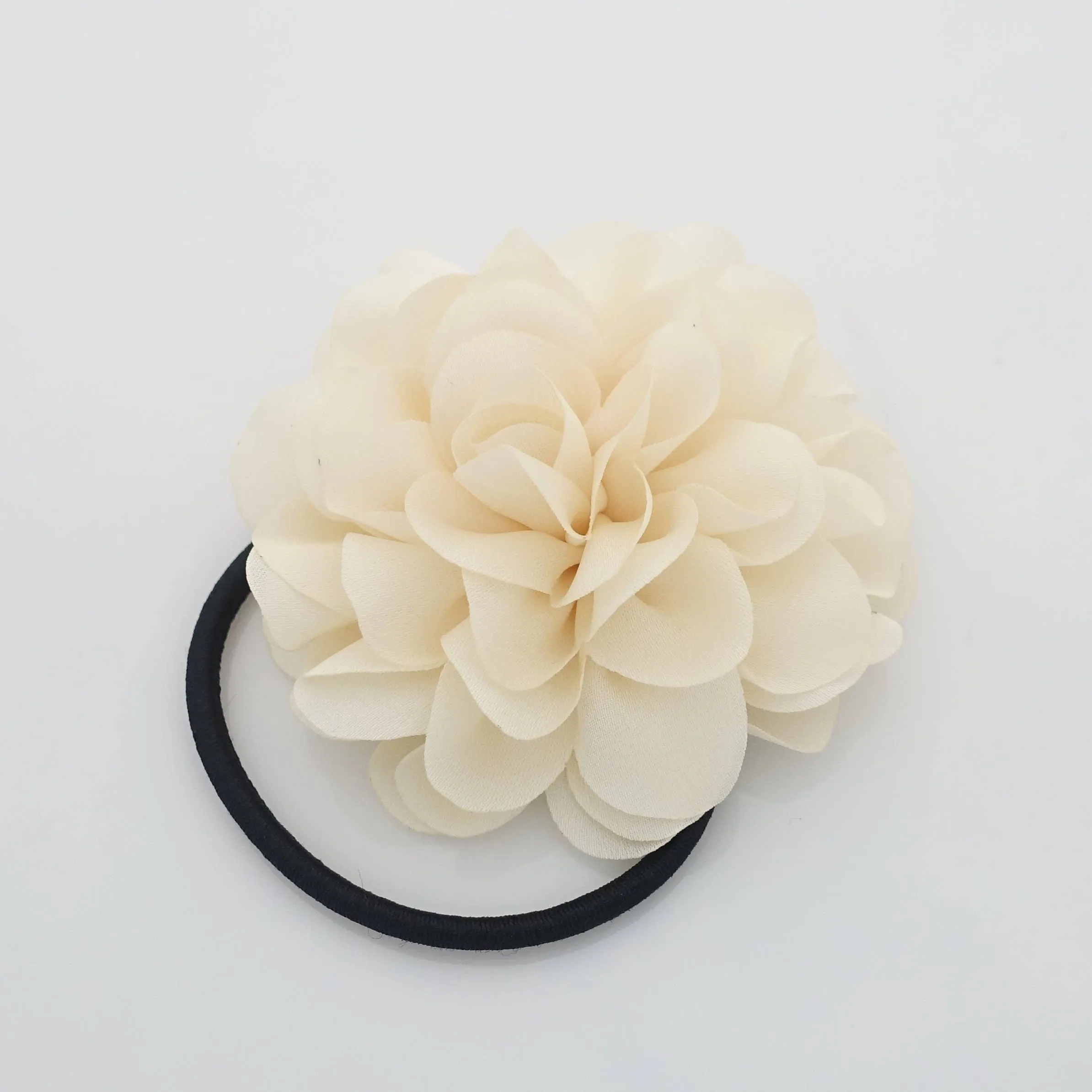 Handmade Dahlia Flower Hair Elastics Ponytail Holder Flower Hair Accessories