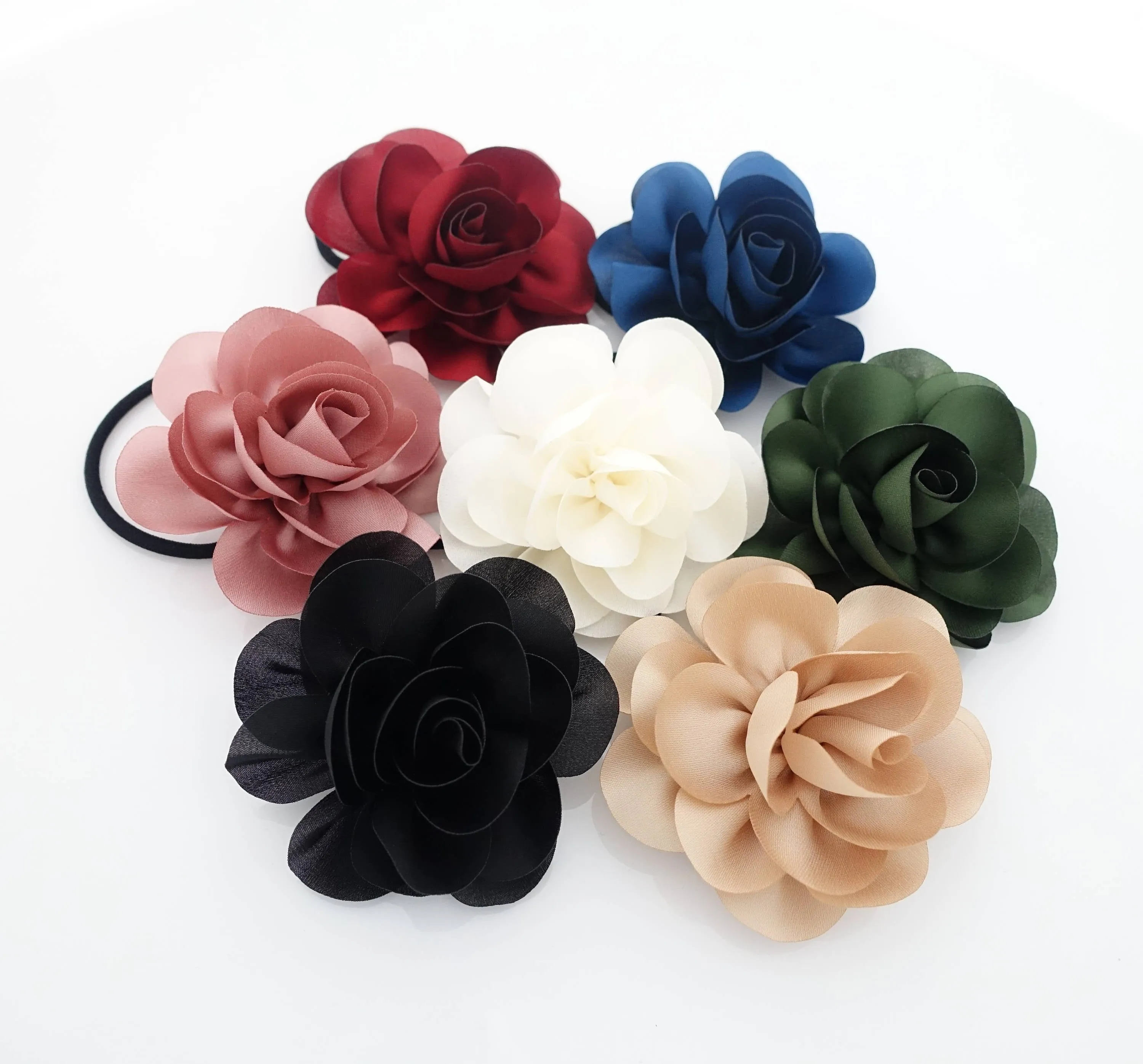 Handmade Mini Flower Hair Elastic Ponytail Holder Women Flower Hair Accessory