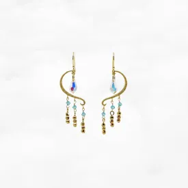 Heavenly Elegance Tassel Earrings - Gold Blue