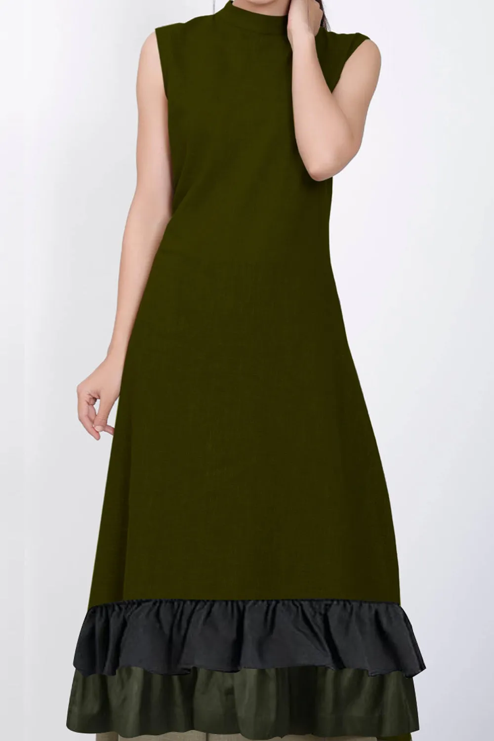 Jasleen Olive Green Smart Kurta