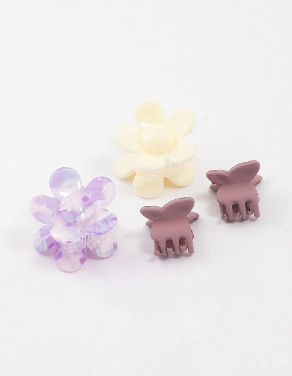 Lilac Butterfly & Flower Hair Clips 4-Pack