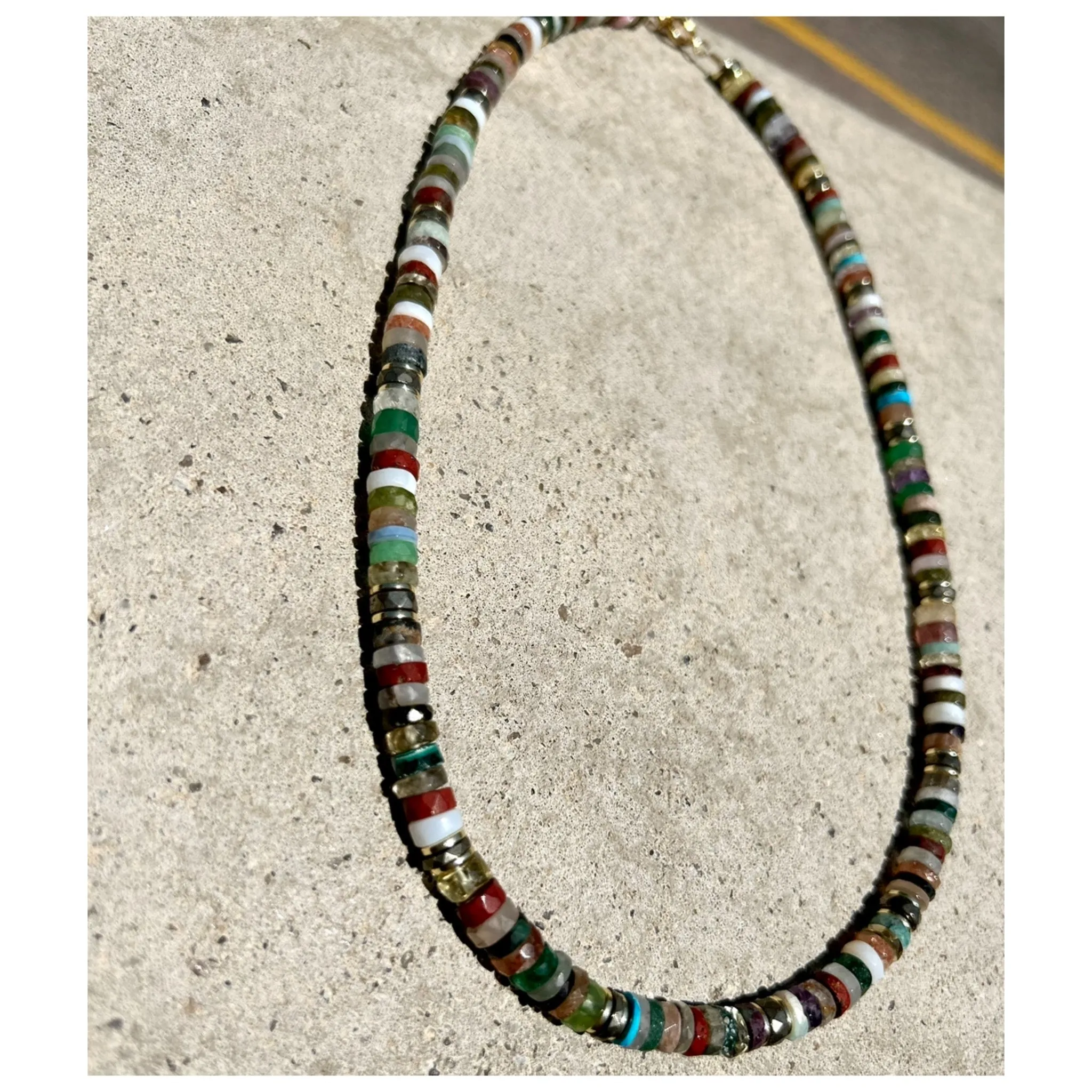 Long Striped Beaded Necklace