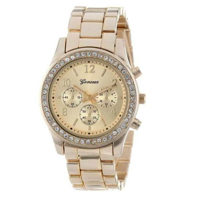 Luxury Crystal Geneva Quartz Watch for Women