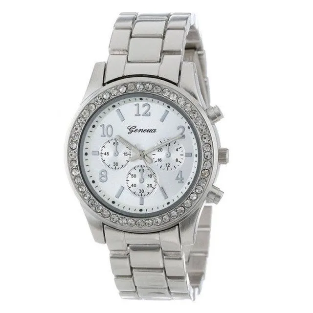 Luxury Crystal Geneva Quartz Watch for Women