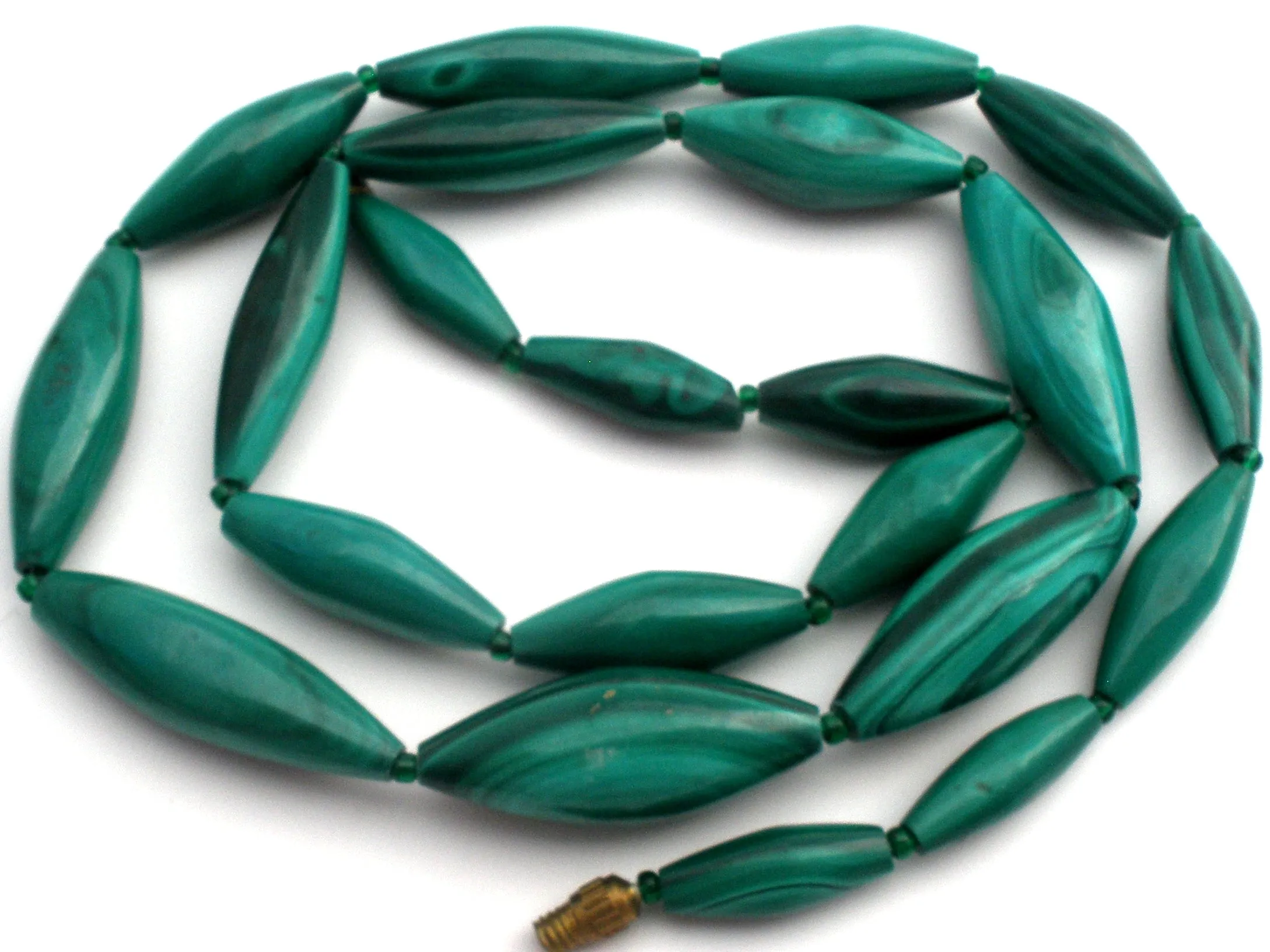 Malachite Bead Necklace 18" Long Vintage