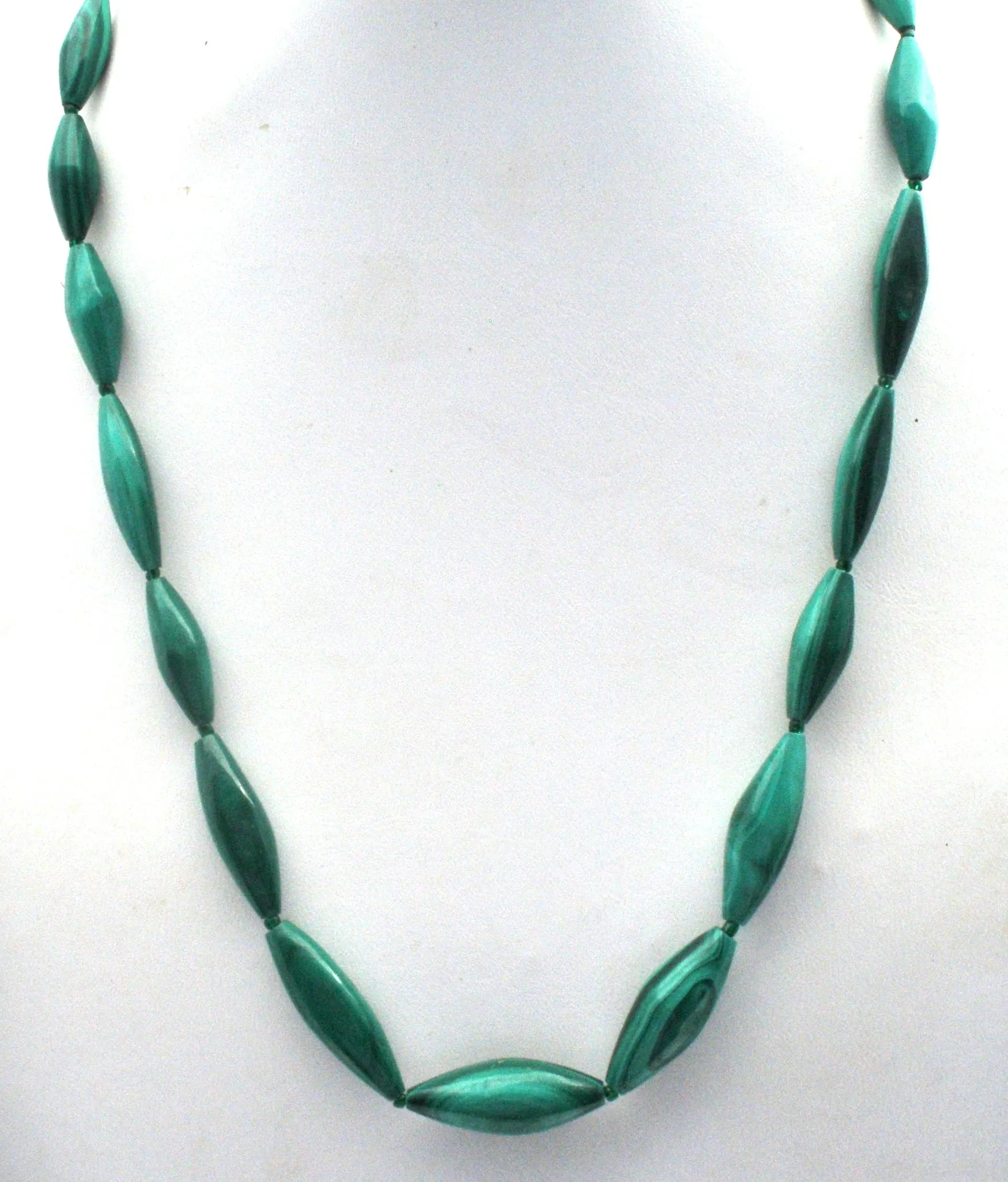 Malachite Bead Necklace 18" Long Vintage