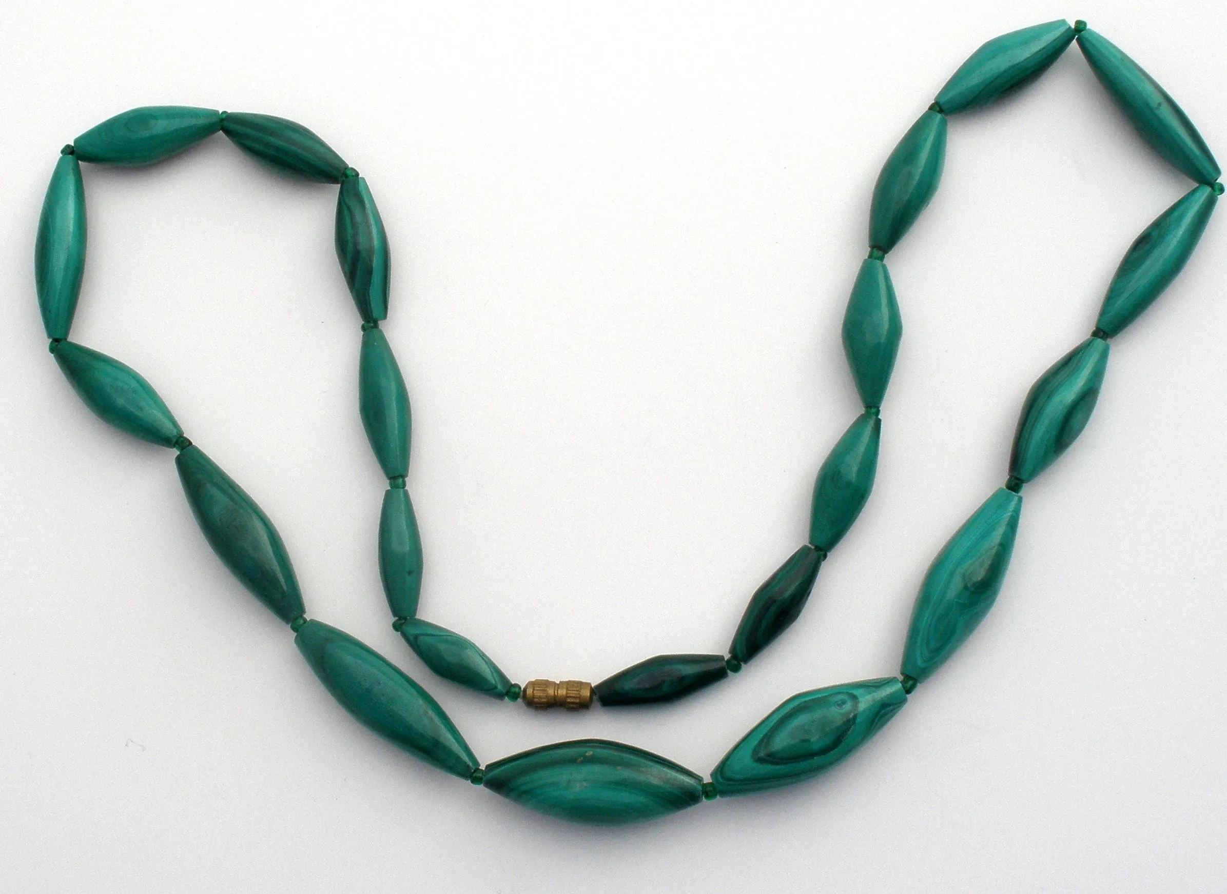 Malachite Bead Necklace 18" Long Vintage