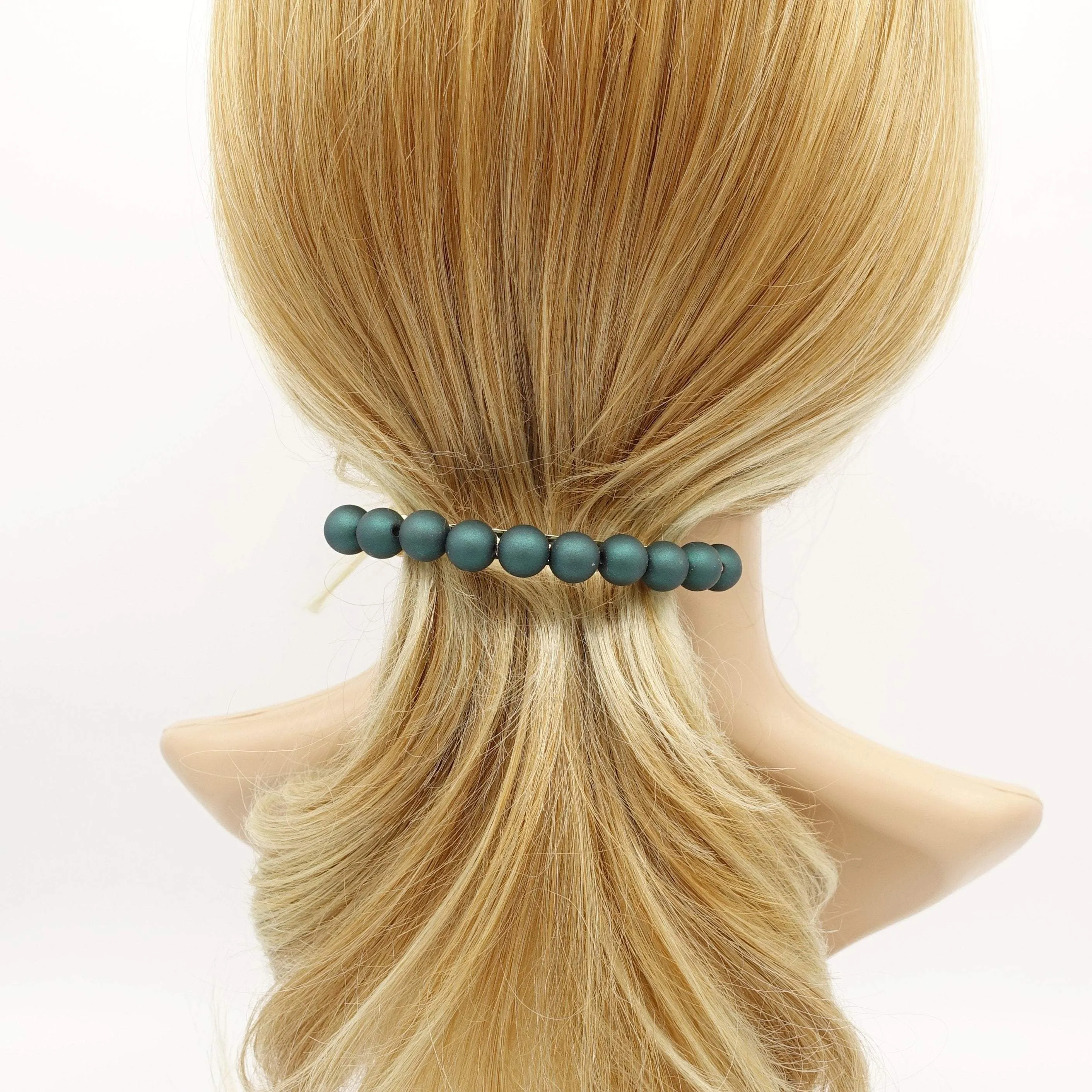 matte color ball embellished french barrette