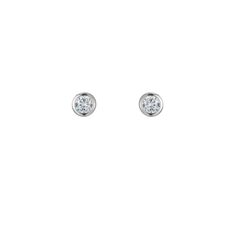 Melrose Bezel CZ Stud Earrings