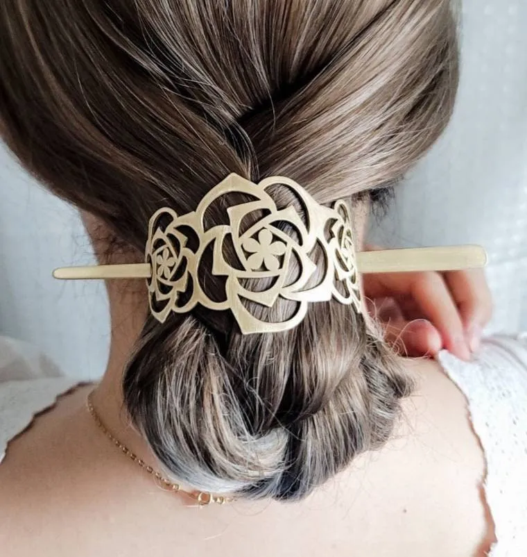 metal hair barrette with stick hair slide for women