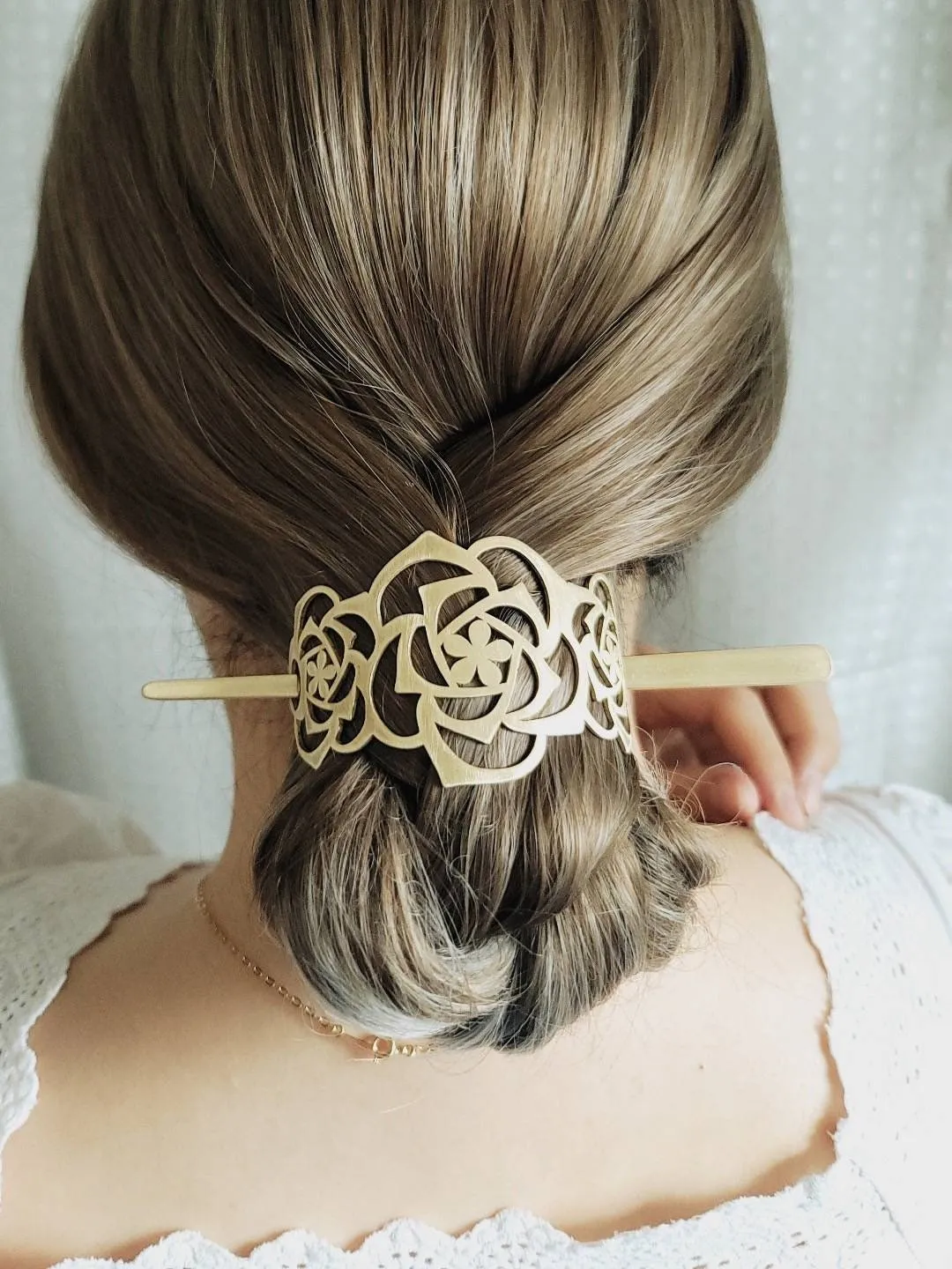 metal hair barrette with stick hair slide for women