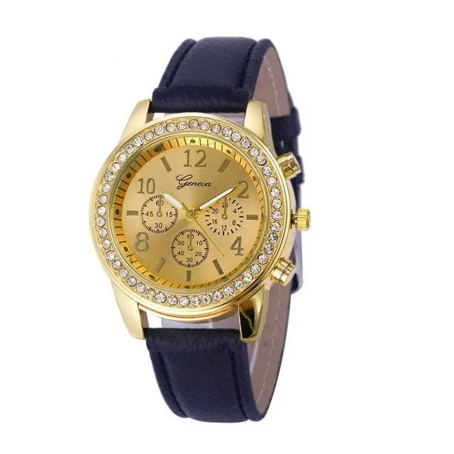 Milky Faux Chronograph Quartz Classic Round Ladies Women Crystals Watch women's watch Reloj de mujer DEC14