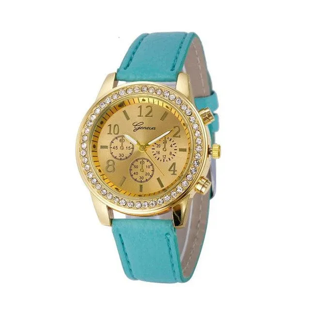 Milky   Faux Chronograph Quartz Classic Round Ladies Women Crystals Watch women's watch Reloj de mujer DEC14