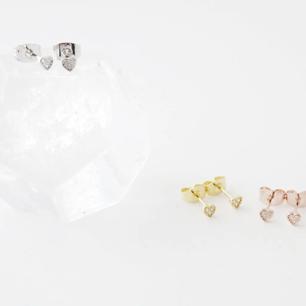 Mini Heart Crystal Stud Earrings