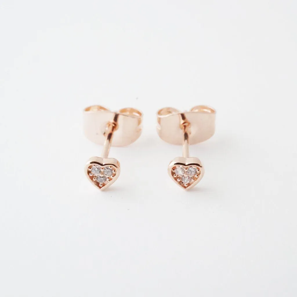 Mini Heart Crystal Stud Earrings