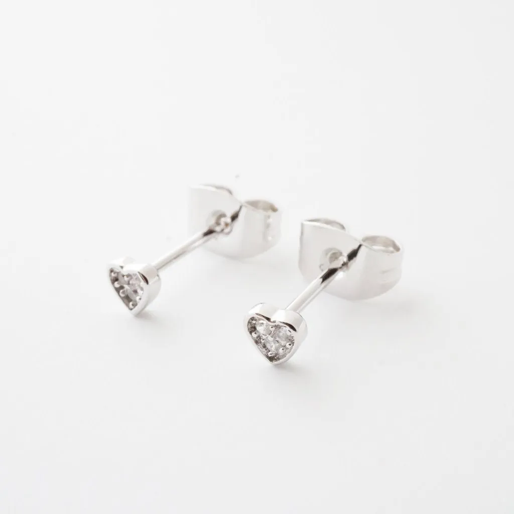 Mini Heart Crystal Stud Earrings