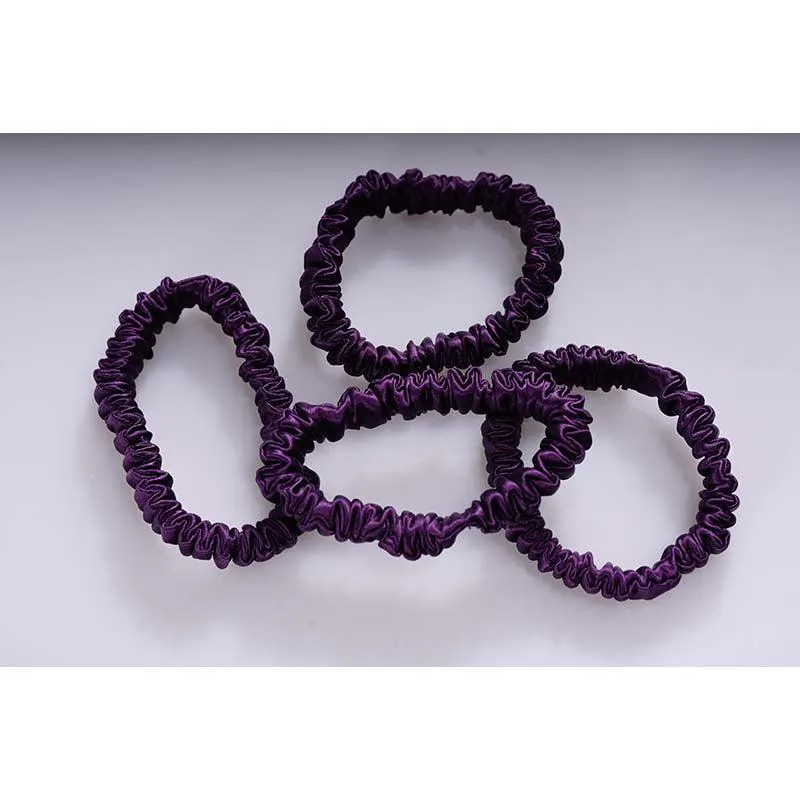 Mini silk hair ties - Dark Purple - 4 pack - dropshipping