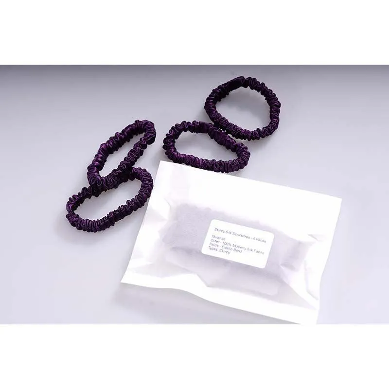 Mini silk hair ties - Dark Purple - 4 pack - dropshipping