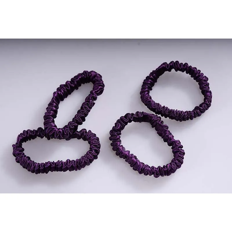 Mini silk hair ties - Dark Purple - 4 pack - dropshipping