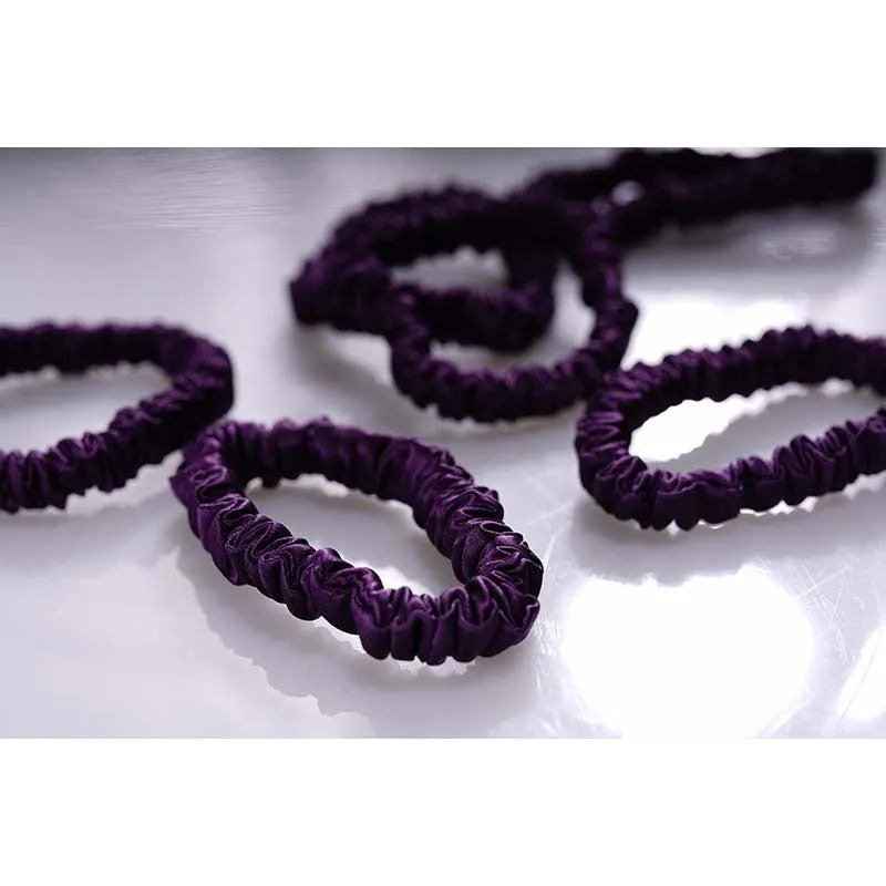 Mini silk hair ties - Dark Purple - 6 pack - dropshipping