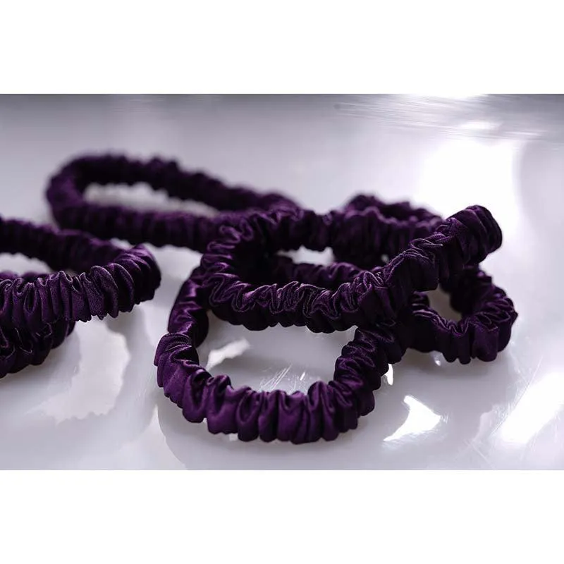 Mini silk hair ties - Dark Purple - 6 pack - dropshipping