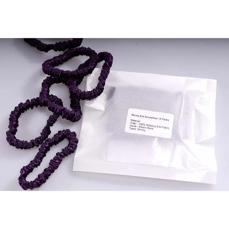 Mini silk hair ties - Dark Purple - 6 pack - dropshipping