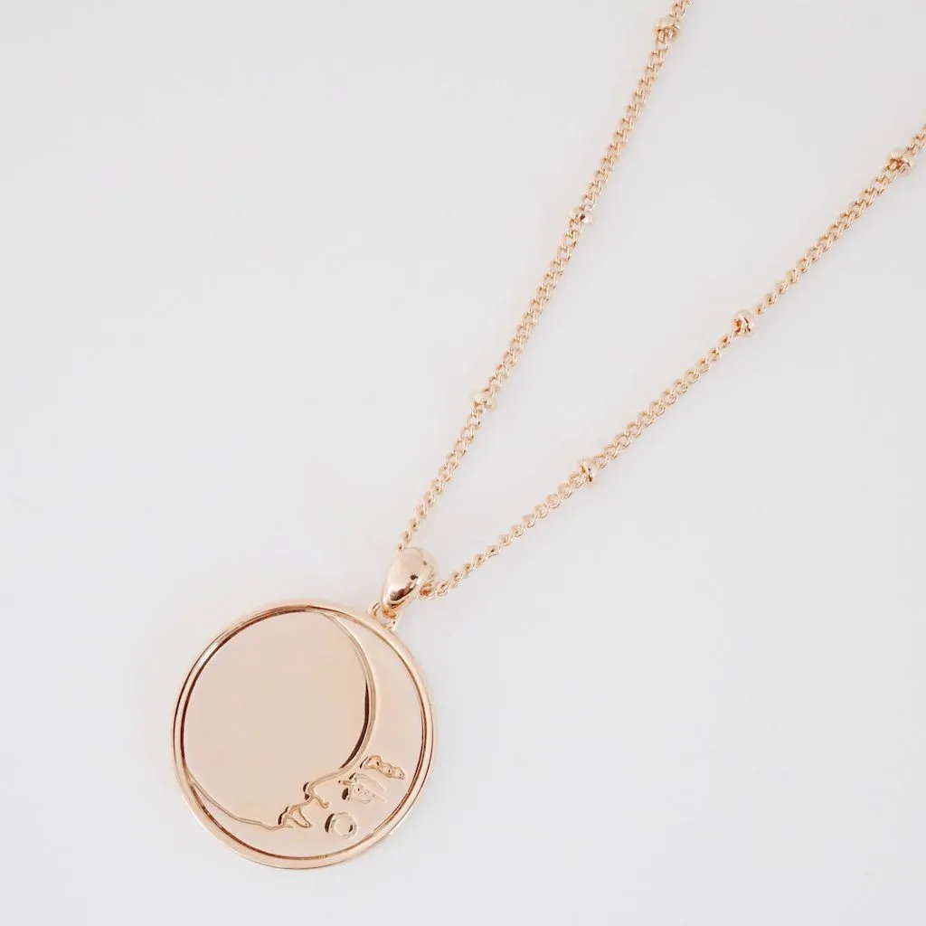 Moon Face Pendant Necklace