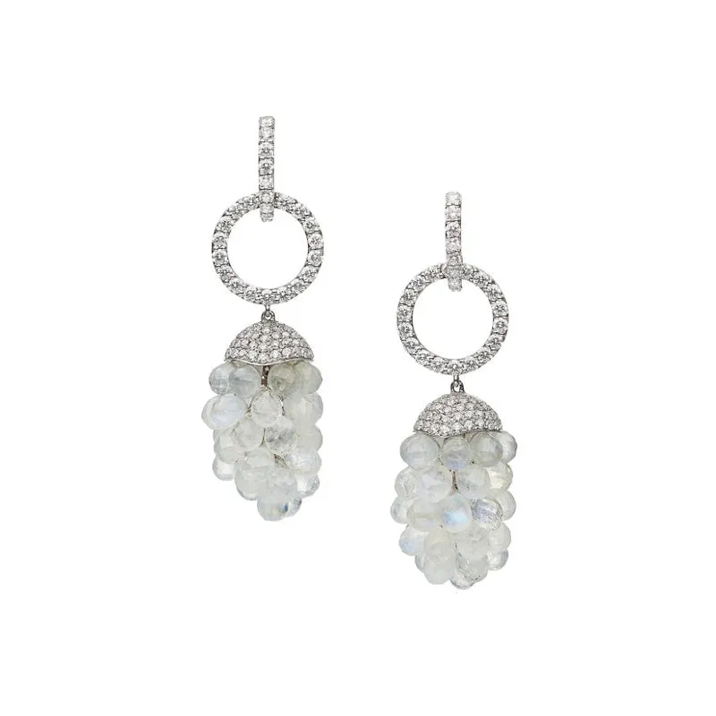 Moonstone Diamond Gold Chandelier Drop Earrings