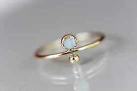 Opal Stacking Ring, Slim Ring, Stacking Gemstone Ring, Opal Rings, Unique Rings, Wisper Gemstone Rings, Gift, White Opal, Genuine, Gift