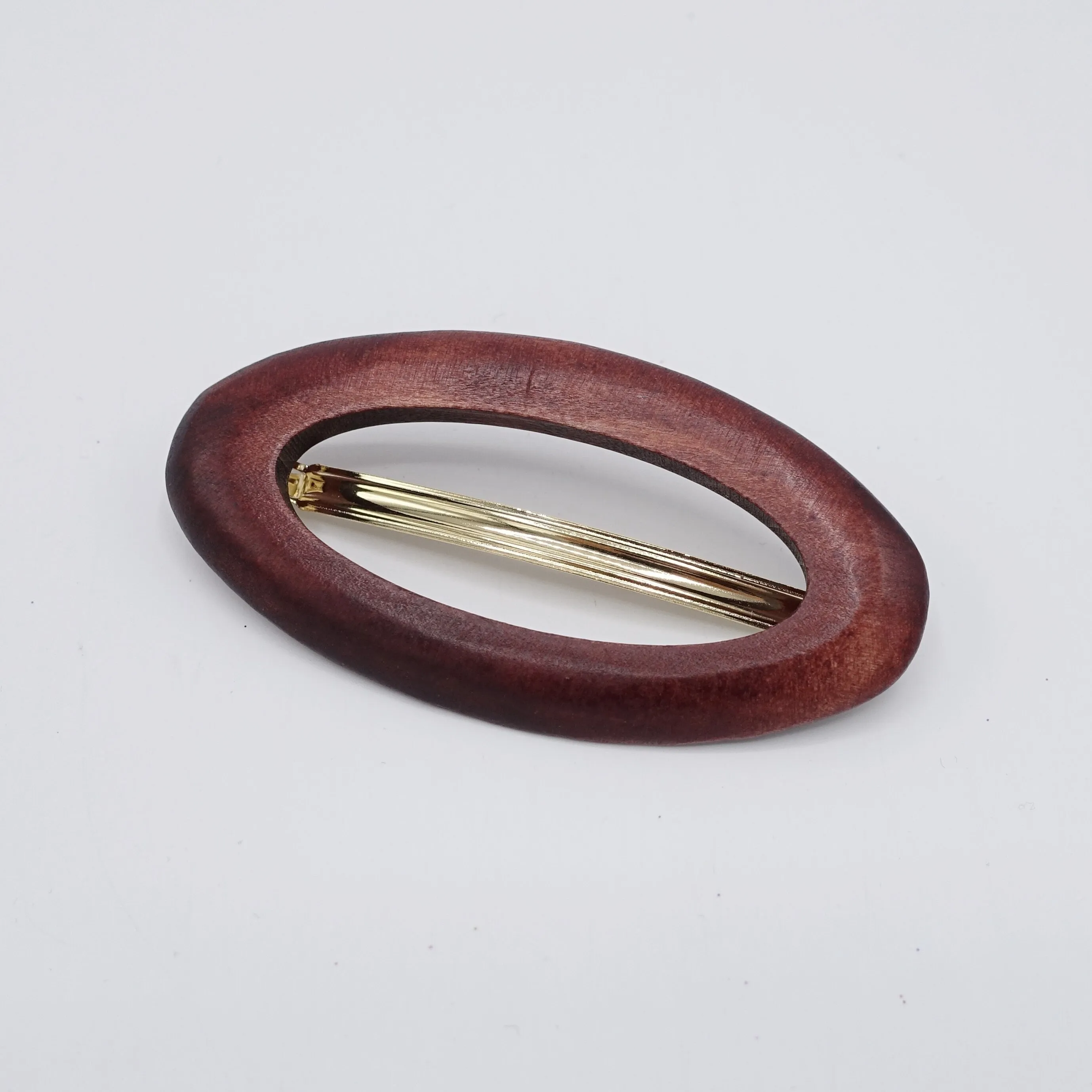 oval wood barrette natural hair accessory for women