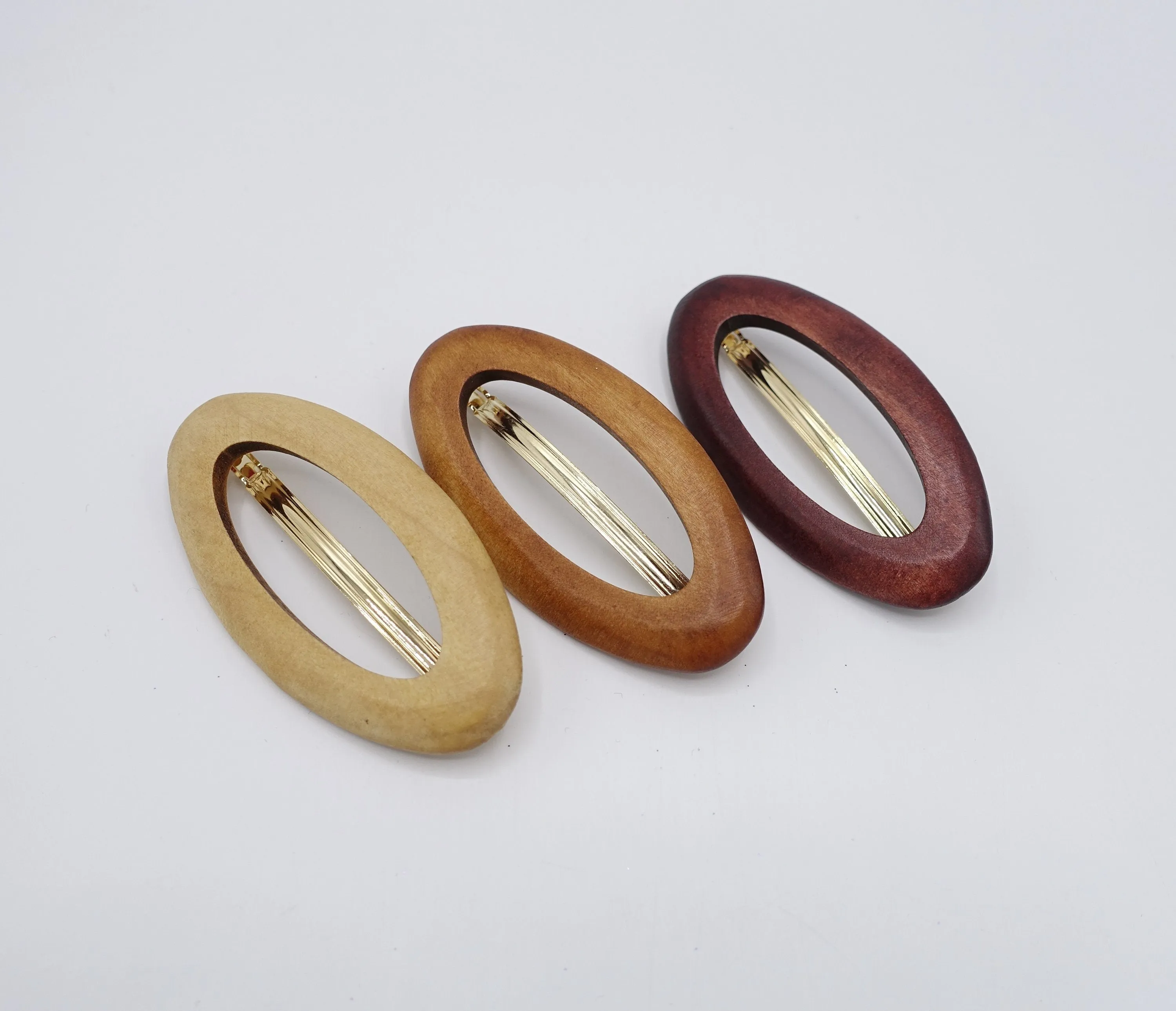 oval wood barrette natural hair accessory for women