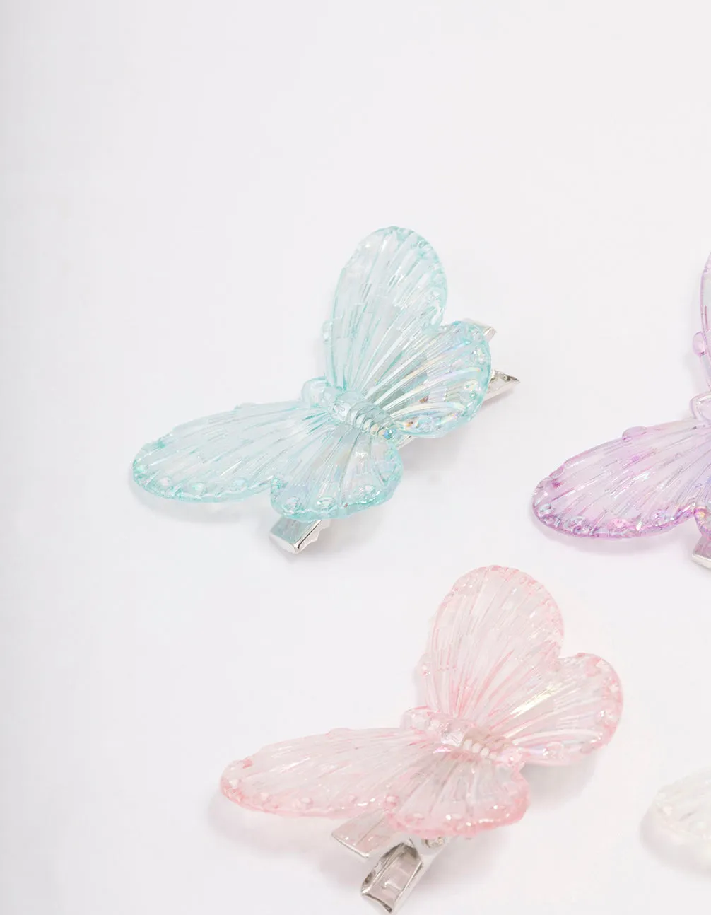 Pastel Iridescent Butterfly Hair Clip 4-Pack