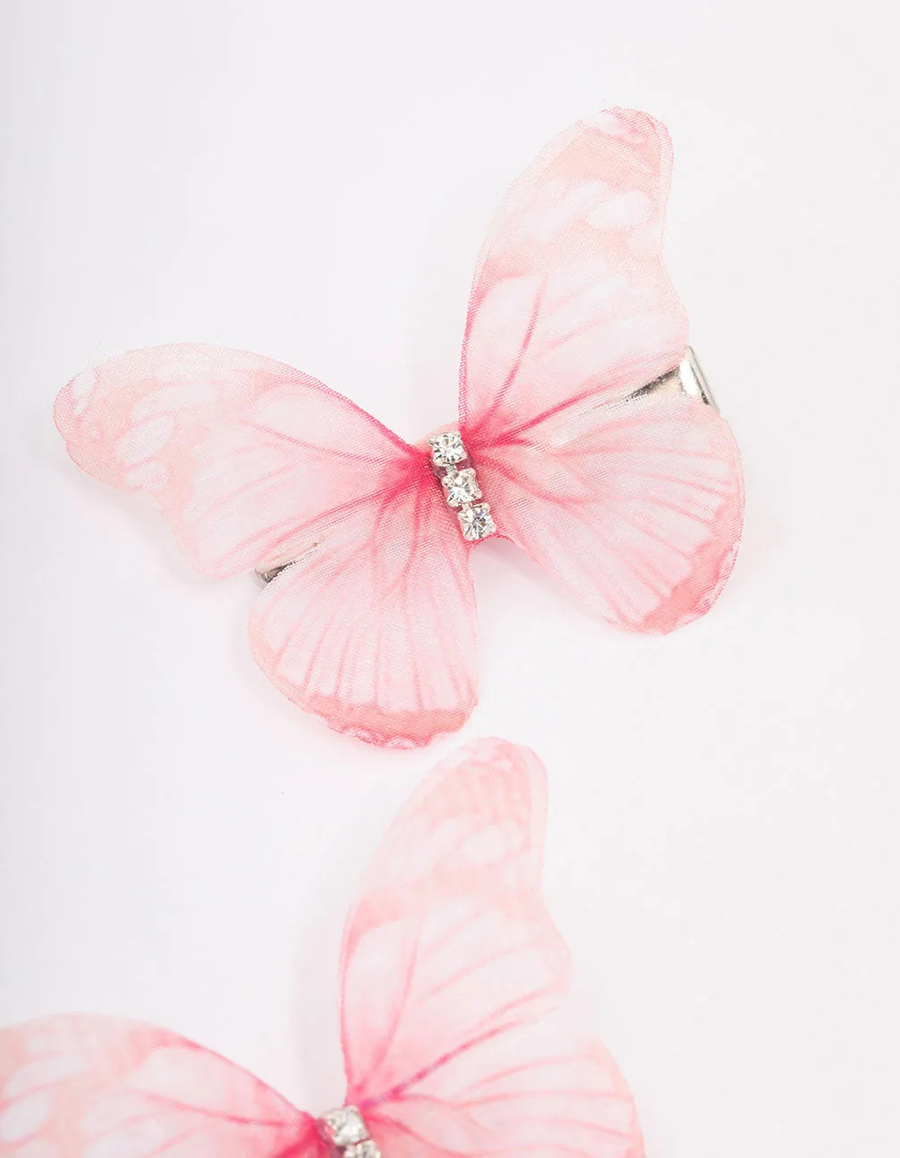 Pink Diamante Butterfly Hair Clip Pack