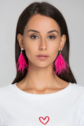 Pink Feather Earrings