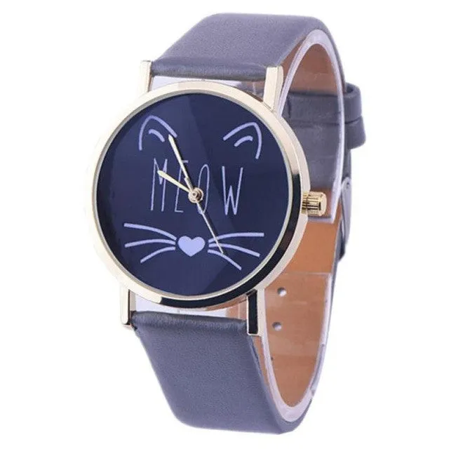 Quartz Cat Pattern Women Wristwatches