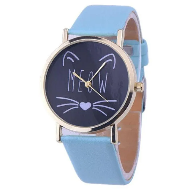 Quartz Cat Pattern Women Wristwatches