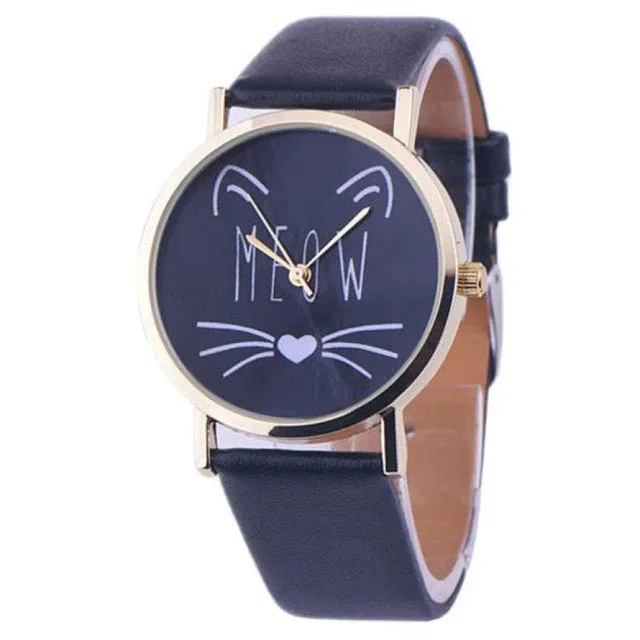 Quartz Cat Pattern Women Wristwatches