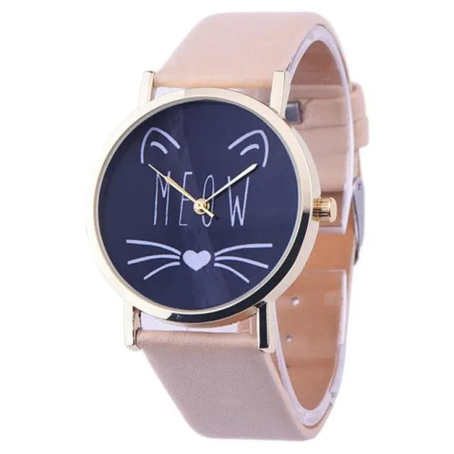 Quartz Cat Pattern Women Wristwatches