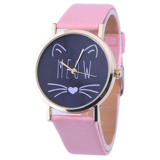 Quartz Cat Pattern Women Wristwatches