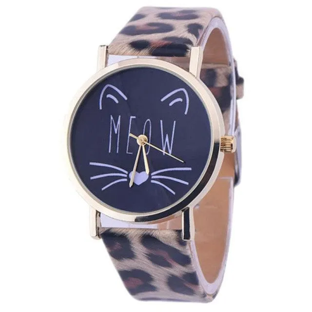 Quartz Cat Pattern Women Wristwatches