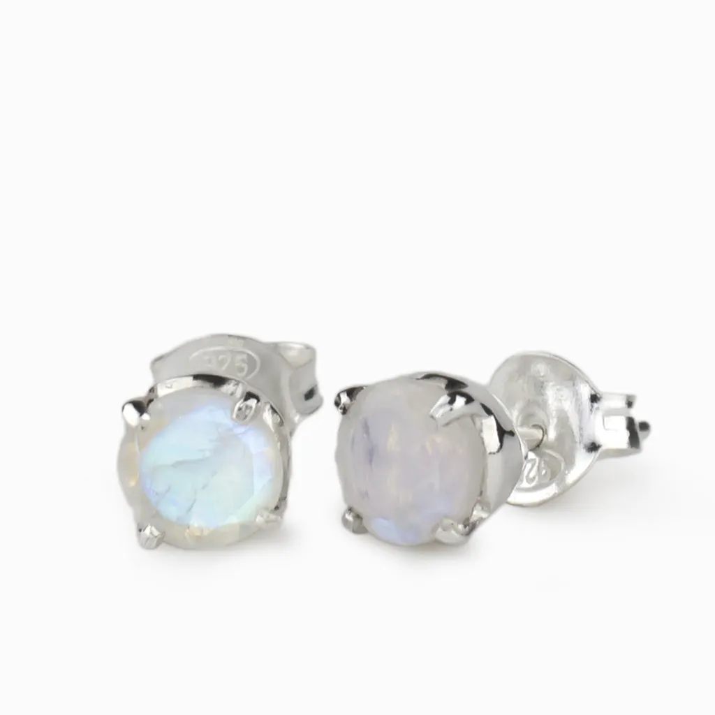 Rainbow Moonstone Stud Earrings