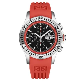 Revue Thommen Men's 'Air speed' Black Dial Red Rubber Strap Automatic Watch 16071.6636