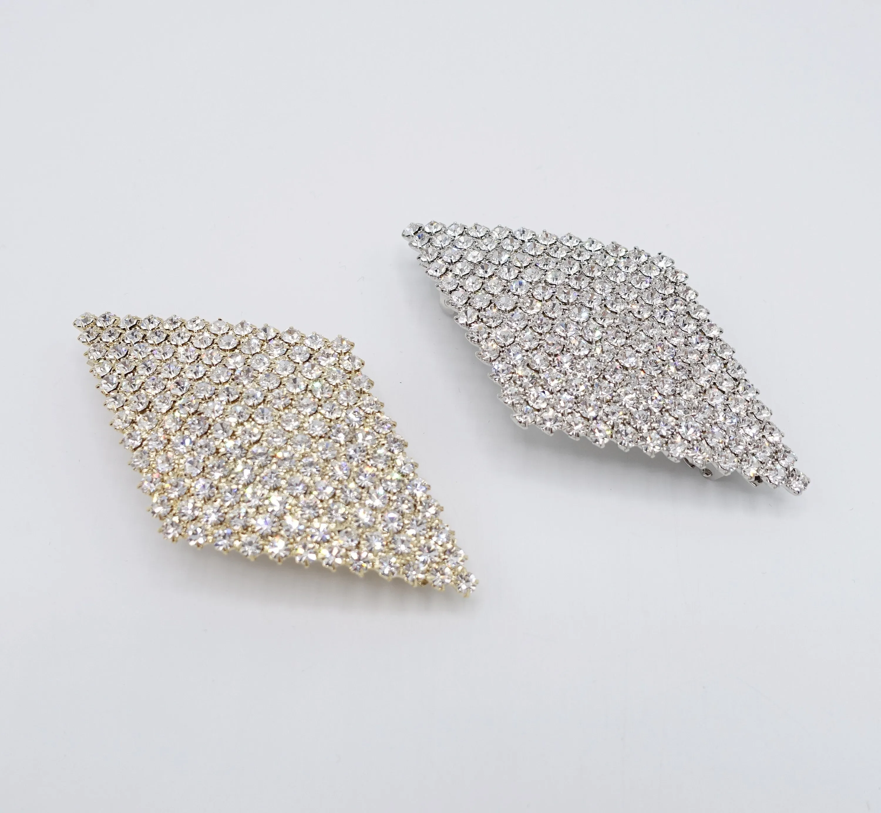 rhombus hair barrette, rhinestone hair barrette for women